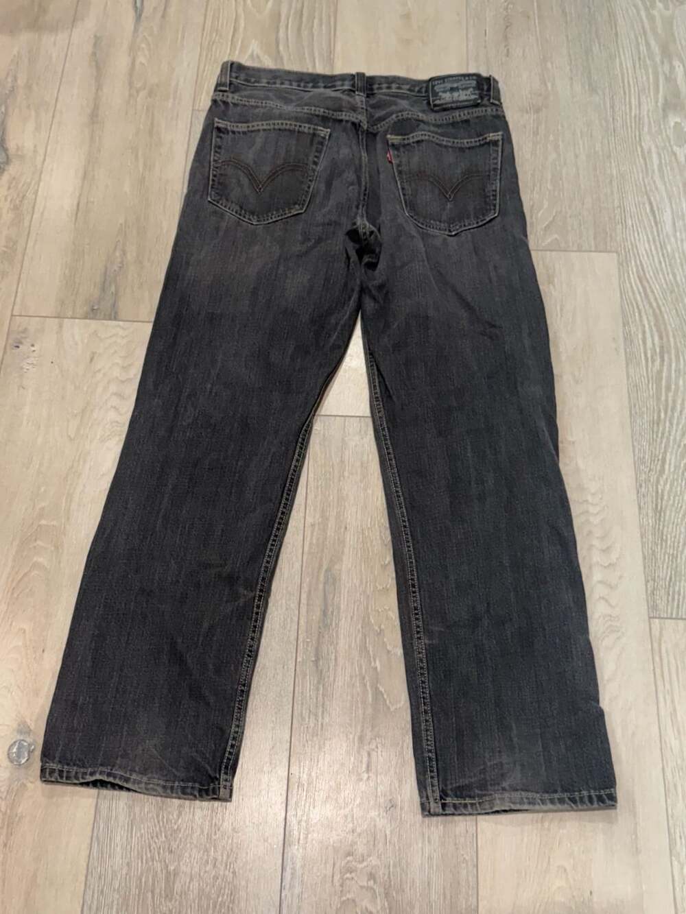 Levi's 505 Straight Fit Black Denim Jeans 34x32